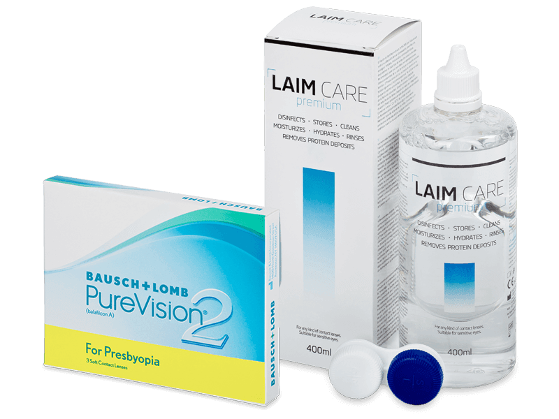 PureVision 2 for Presbyopia (3 lentillas) + Líquido Laim Care 400 ml - Pack ahorro