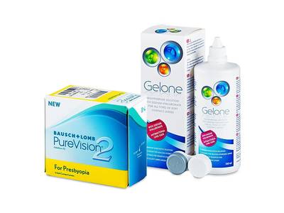 PureVision 2 for Presbyopia (6 lentillas) + Líquido Gelone 360 ml - Diseño antiguo