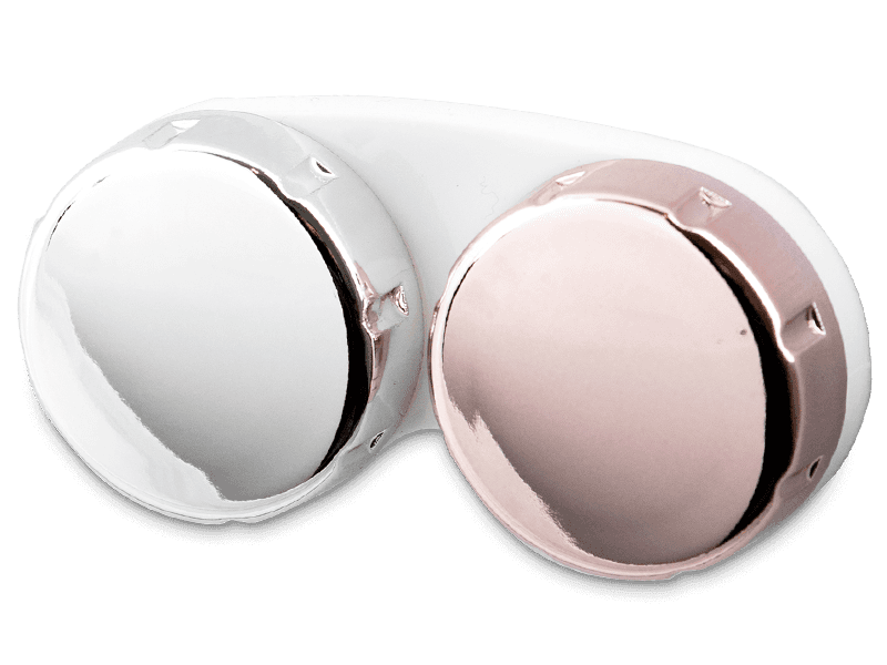 Estuche de lentillas con acabado en espejo - Rosa/plateado 
