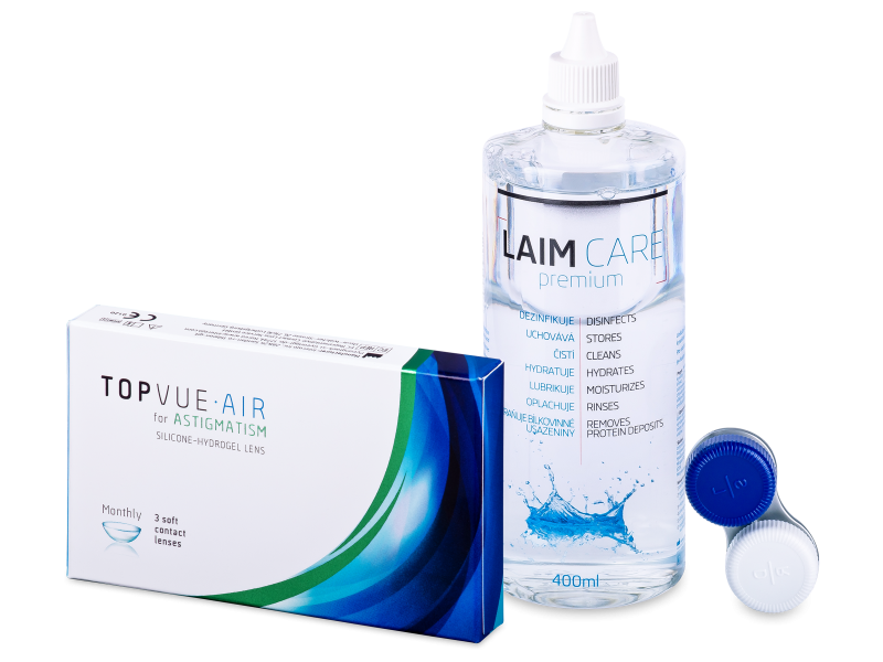 TopVue Air for Astigmatism (3 lentillas) + Líquido Laim-Care 400 ml - Pack ahorro