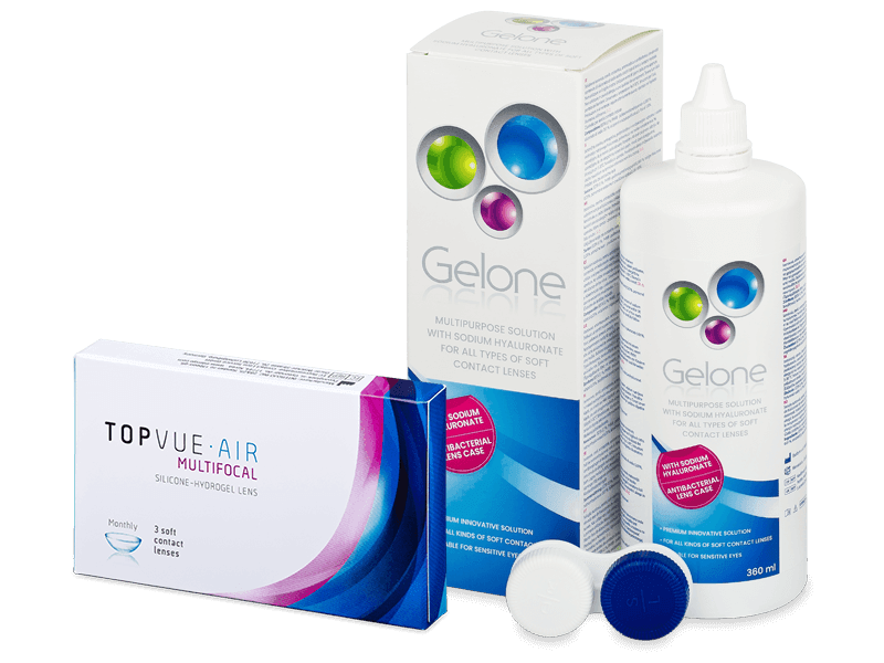 TopVue Air Multifocal (3 lentillas) + Líquido Gelone 360 ml - Pack ahorro