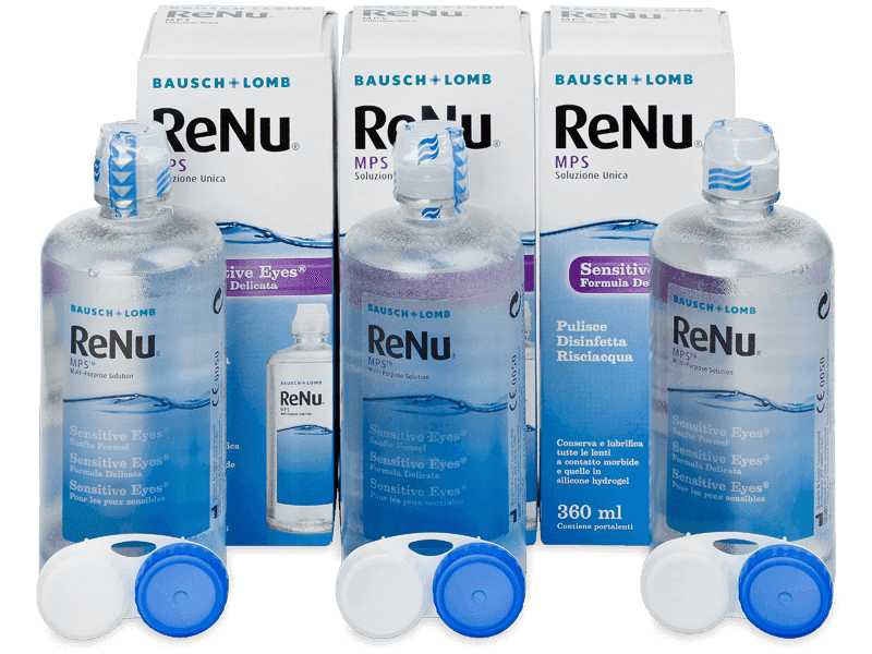 Líquido ReNu MPS Sensitive Eyes 3 x 360 ml - Pack ahorro - solución triple