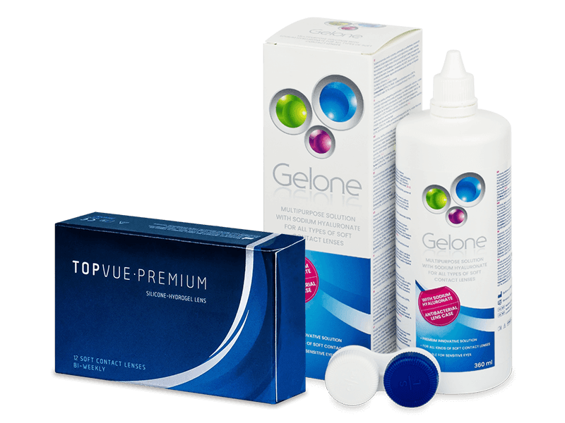 TopVue Premium (12 lentillas) + Líquido Gelone 360 ml - Pack ahorro