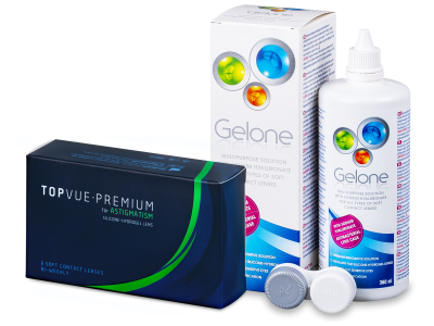 TopVue Premium for Astigmatism (6 lentillas) +  Líquido Gelone 360 ml