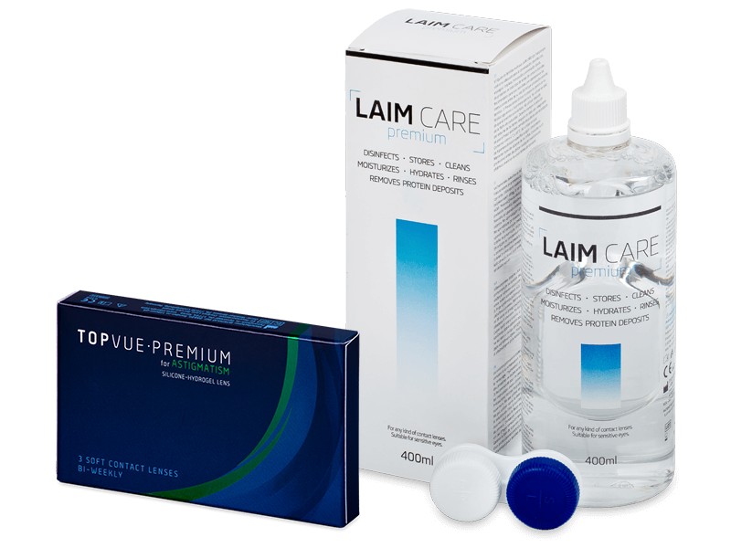 TopVue Premium for Astigmatism (3 lentillas) +  Líquido Laim-Care 400 ml - Pack ahorro