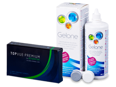 TopVue Premium for Astigmatism (3 lentillas) + Líquido Gelone 360 ml