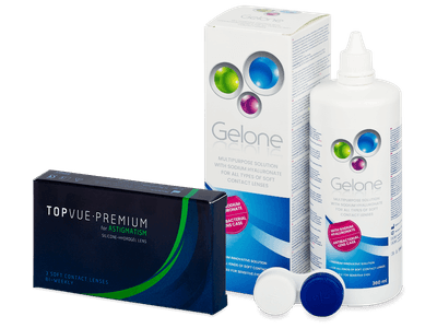 TopVue Premium for Astigmatism (3 lentillas) + Líquido Gelone 360 ml - Pack ahorro