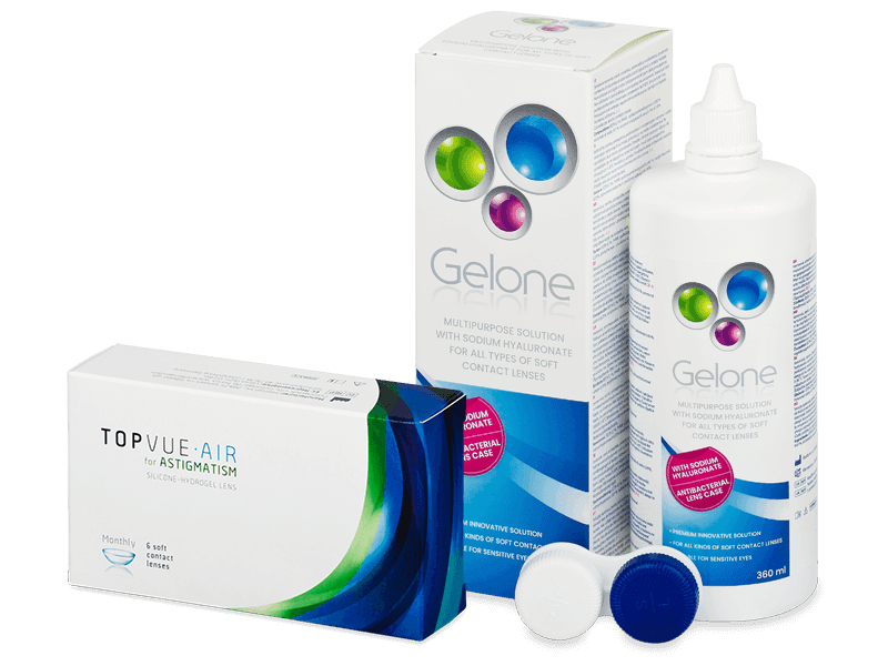 TopVue Air for Astigmatism (6 lentillas) + Líquido Gelone 360 ml - Pack ahorro