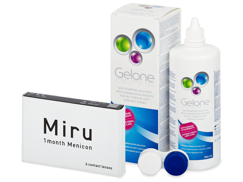 Miru 1month Menicon (6 lentillas) + Líquido Gelone 360 ml - Pack ahorro