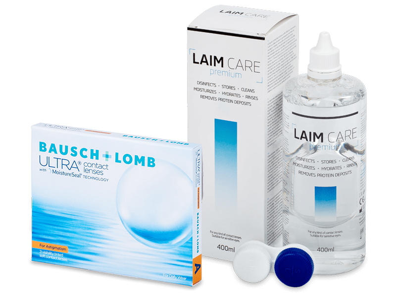 Bausch + Lomb ULTRA for Astigmatism (3 lentillas) + Líquido Laim-Care 400 ml - Pack ahorro
