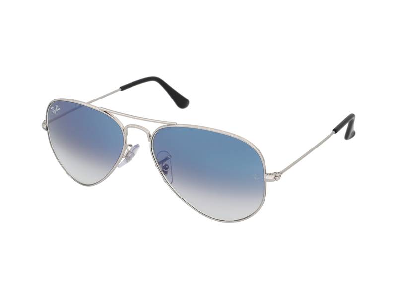 Gafas de Ray-Ban plateadas con lentes azules |