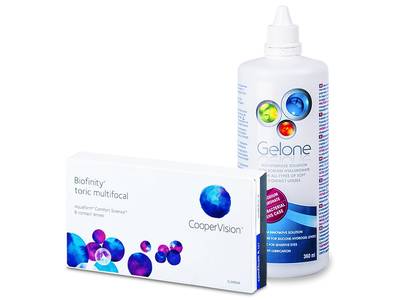 Biofinity Toric Multifocal (6 Lentillas) + Líquido Gelone 360 ml - Diseño antiguo