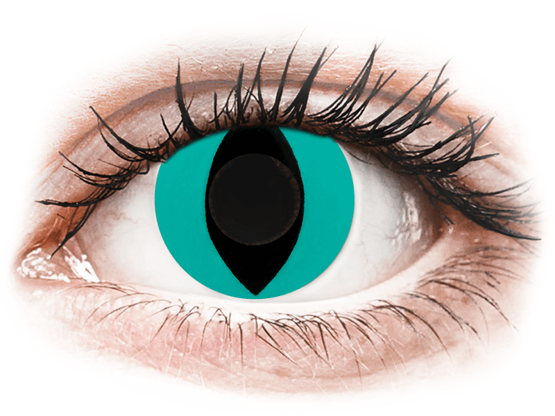 CRAZY LENS - Cat Eye Aqua - Diarias sin graduación (2 Lentillas) - Lentillas de colores