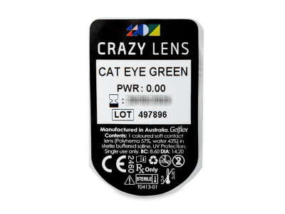 CRAZY LENS - Cat Eye Green - Diarias sin graduación (2 Lentillas) - Previsualización del blister