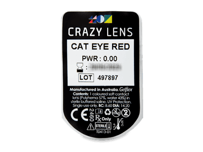 CRAZY LENS - Cat Eye Red - Diarias sin graduación (2 Lentillas) - Previsualización del blister