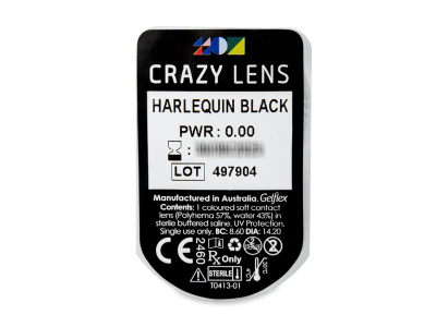 CRAZY LENS - Harlequin Black - Diarias sin graduación (2 Lentillas) - Previsualización del blister