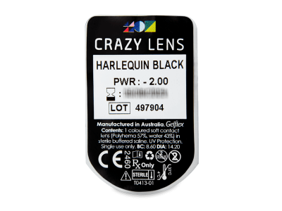 CRAZY LENS - Harlequin Black - Diarias Graduadas (2 Lentillas) - Previsualización del blister