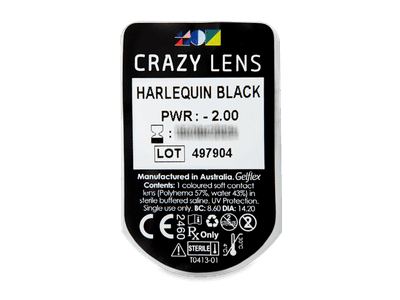 CRAZY LENS - Harlequin Black - Diarias Graduadas (2 Lentillas) - Previsualización del blister