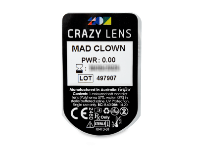 CRAZY LENS - Mad Clown - Diarias sin graduación (2 Lentillas) - Previsualización del blister