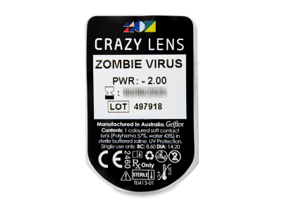 CRAZY LENS - Zombie Virus - Diarias Graduadas (2 Lentillas) - Previsualización del blister