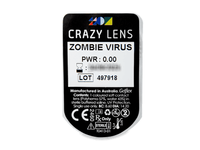 CRAZY LENS - Zombie Virus - Diarias sin graduación (2 Lentillas) - Previsualización del blister