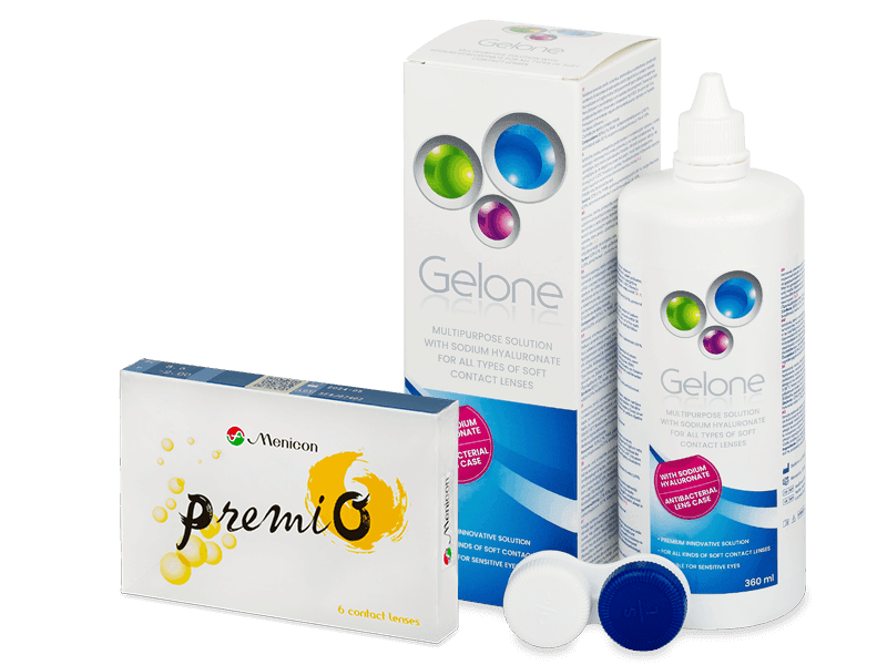 Menicon PremiO (6 lentillas) + Líquido Gelone 360 ml - Pack ahorro