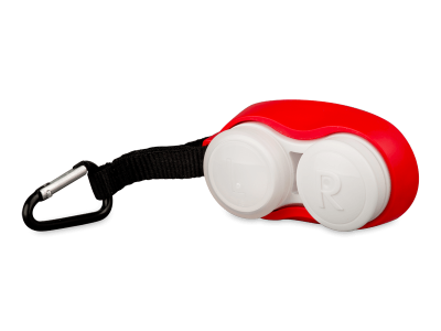 Estuche para lentillas con mosquetón - rojo 