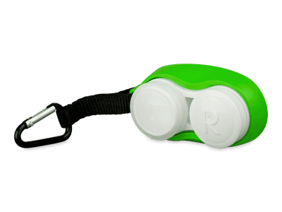 Estuche para lentillas con mosquetón - verde 