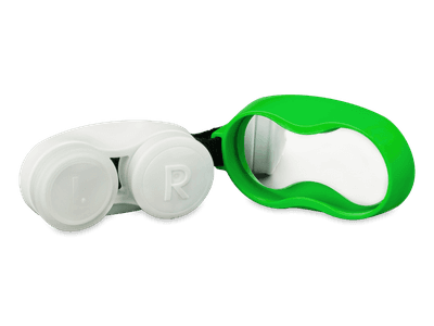 Estuche para lentillas con mosquetón - verde 