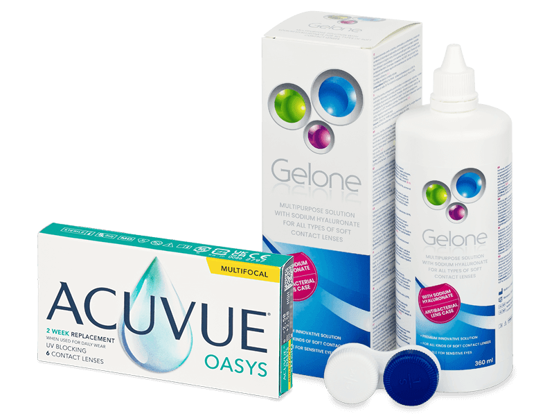 Acuvue Oasys Multifocal (6 Lentillas) + Líquido Gelone 360 ml - Pack ahorro