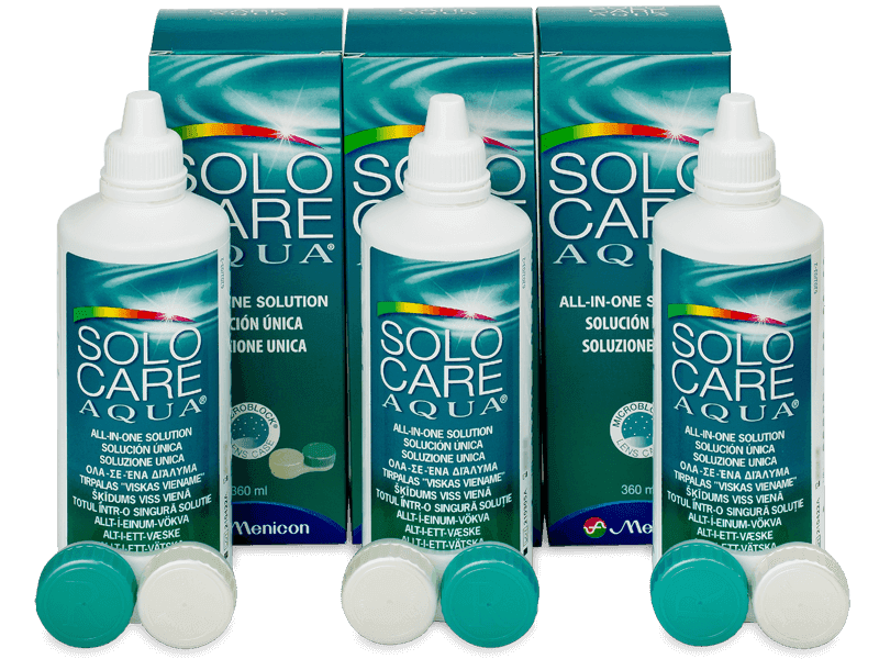 Líquido SoloCare Aqua 3 x 360 ml - Pack ahorro - solución triple