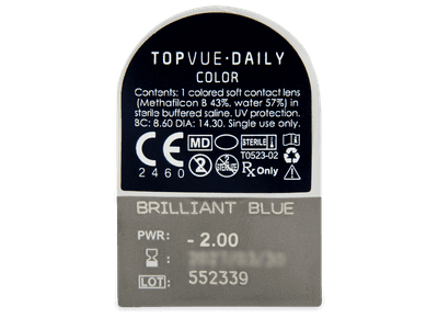 TopVue Daily Color - Brilliant Blue - Diarias graduadas (2 Lentillas) - Previsualización del blister