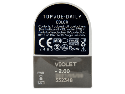 TopVue Daily Color - Violet - Diarias graduadas (2 Lentillas) - Previsualización del blister