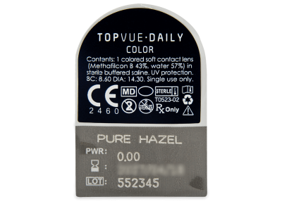 TopVue Daily Color - Pure Hazel - Diarias sin graduación (2 Lentillas) - Previsualización del blister