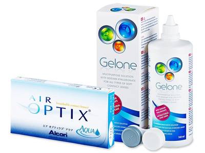 Air Optix Aqua (6 lentillas) + Líquido Gelone 360 ml - Diseño antiguo