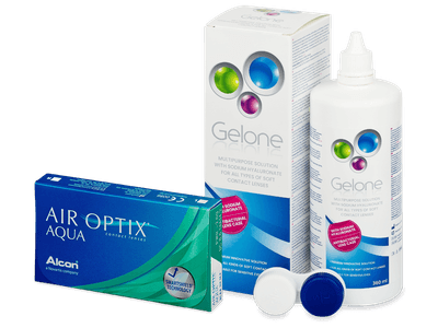 Air Optix Aqua (6 lentillas) + Líquido Gelone 360 ml - Diseño antiguo