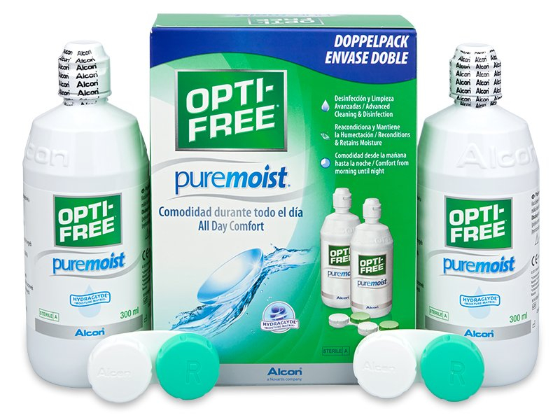 Líquido OPTI-FREE PureMoist 2 x 300 ml - Pack ahorro - solución doble