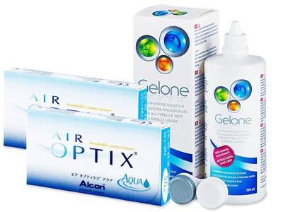 Air Optix Aqua (2x3 lentillas) + Líquido Gelone 360 ml - Diseño antiguo