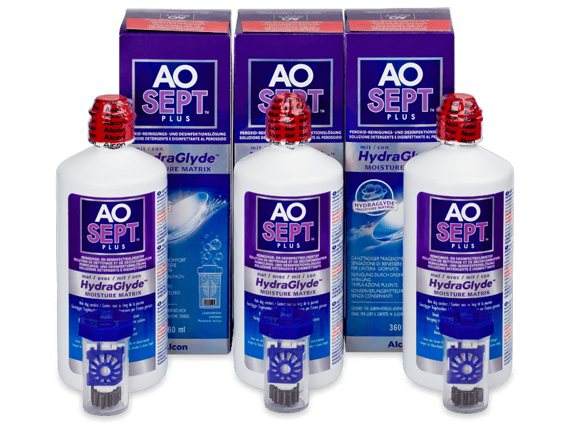 Líquido AO SEPT PLUS HydraGlyde 3 x 360 ml - Pack ahorro - solución triple
